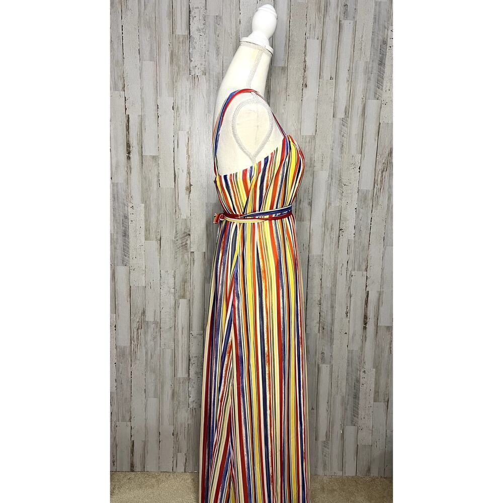 NWT Maggy London Women's Size 0 Striped Maxi Dress Multicolor‎ Sleeveless - Picture 3 of 6